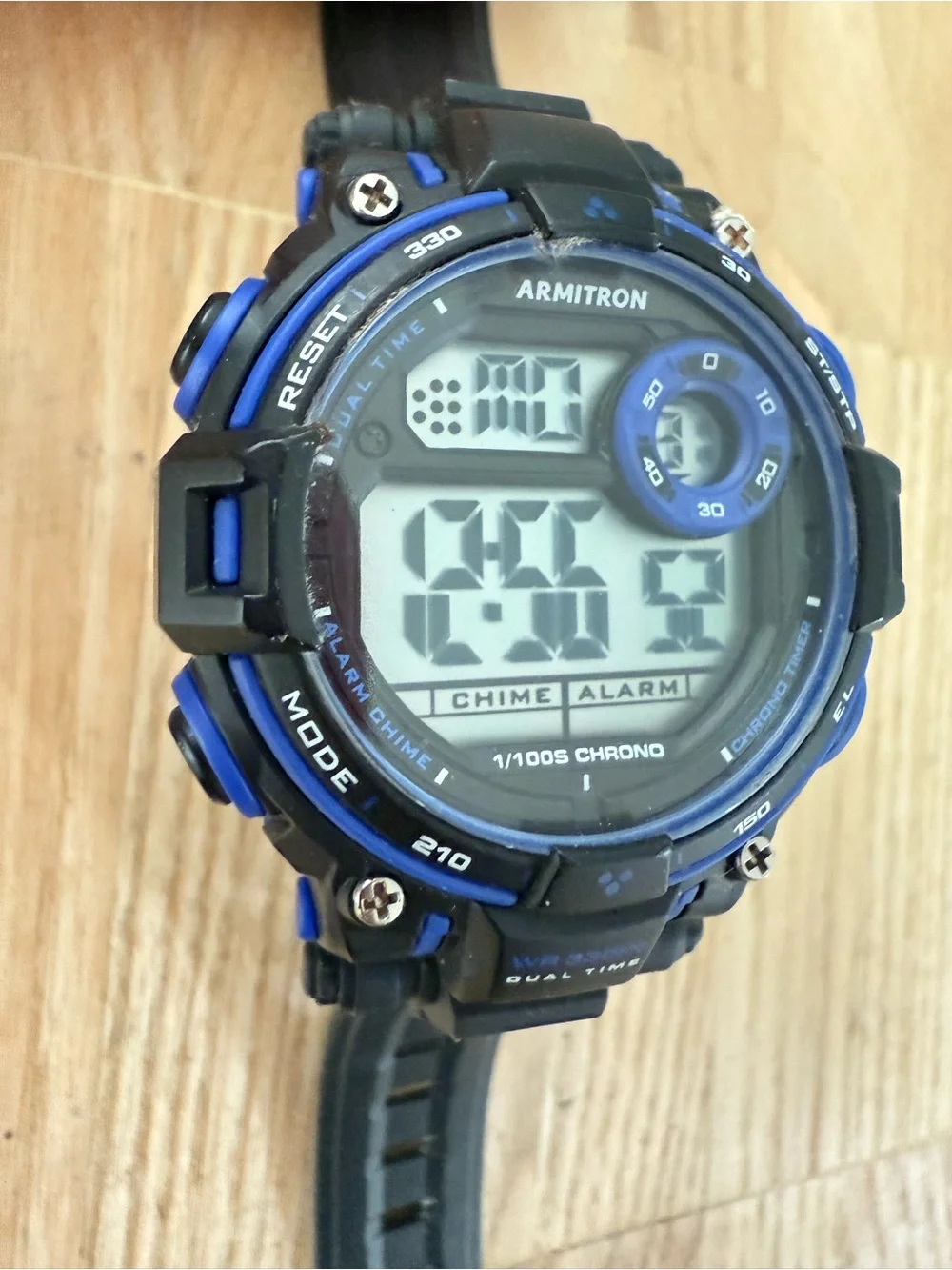 Armitron digital blue and black sport watch NEW BATTERY
